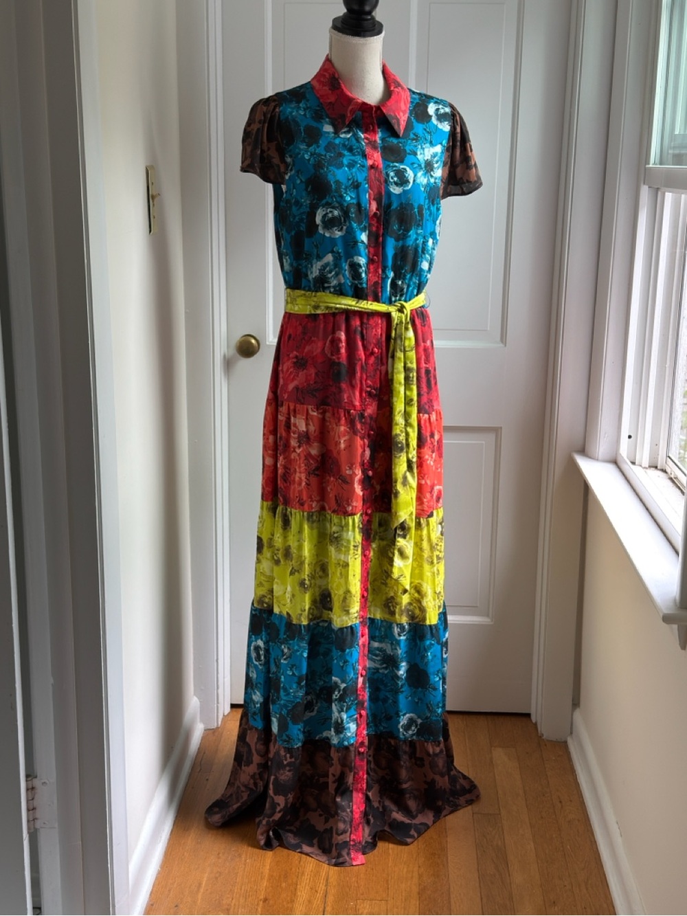 ALICE + OLIVIA Miranda Tiered Maxi Dress Floral Multicolor (12)